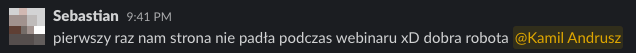 Referencja od Sebastiana Kilichowskiego - strona wytrzymała webinar